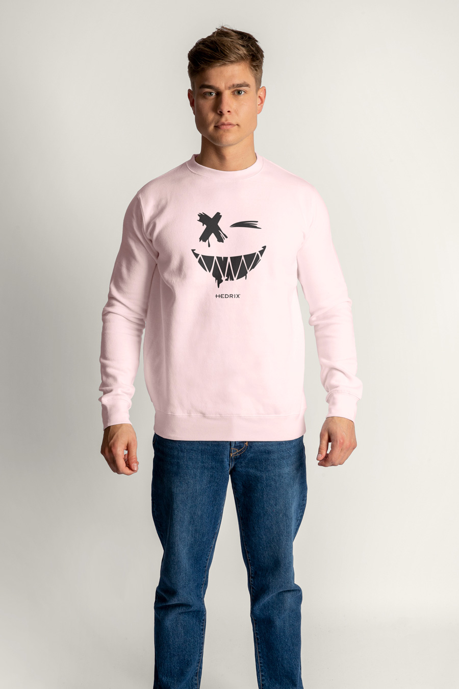 Sweatshirt in Pink Color with Angry Smiley Print full-hedrix-sweatshirt-aa_g6_pink_0239.jpg
