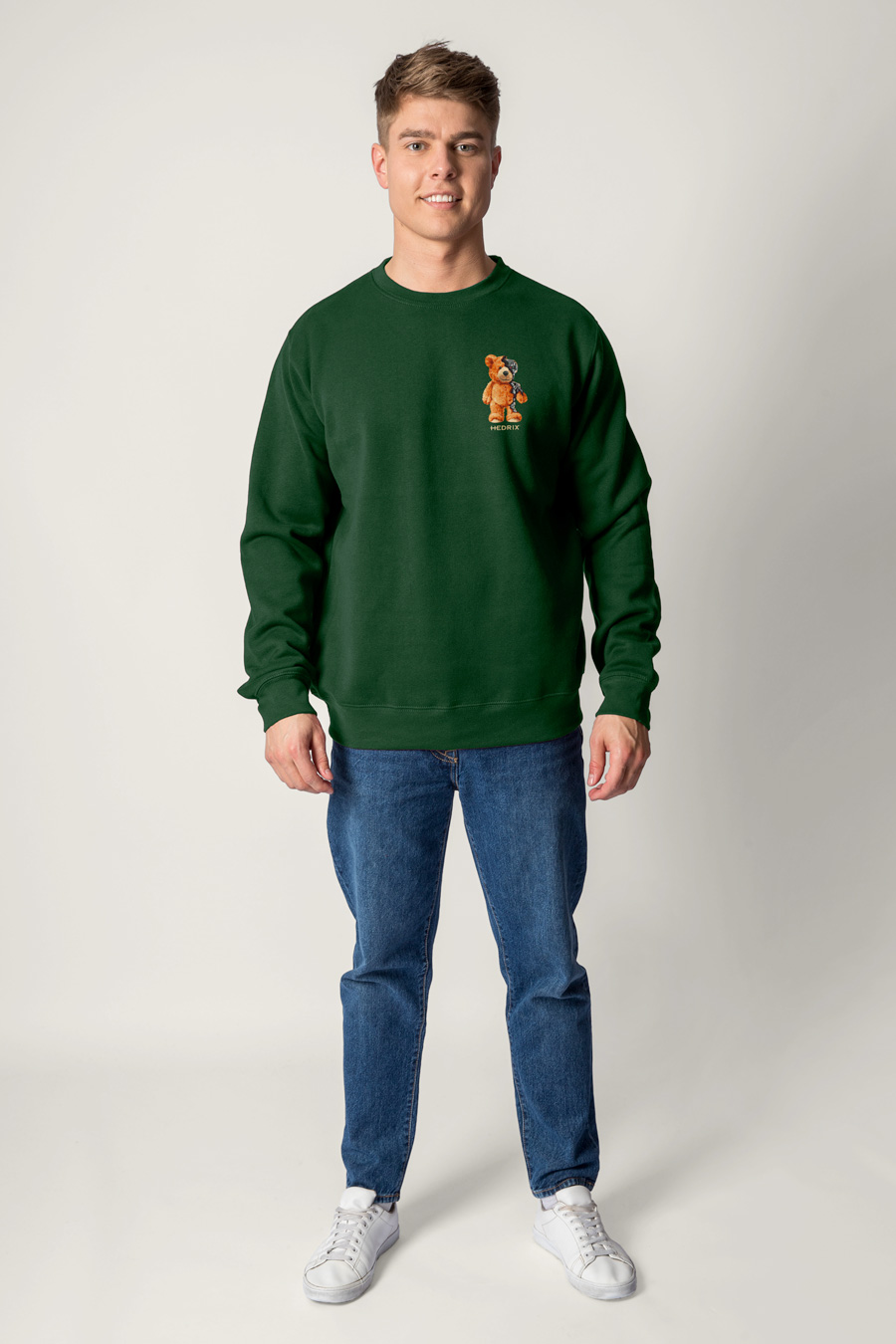 Sweatshirt in Green Color with Robotic Teddy Print full-hedrix-sweatshirt-ab_g6_green_0263.jpg