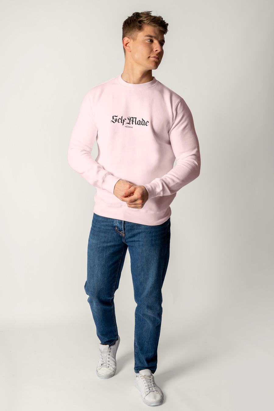 Sweatshirt in Pink Color with Self Made Man Print full-hedrix-sweatshirt-ab_g6_pink_0235.jpg
