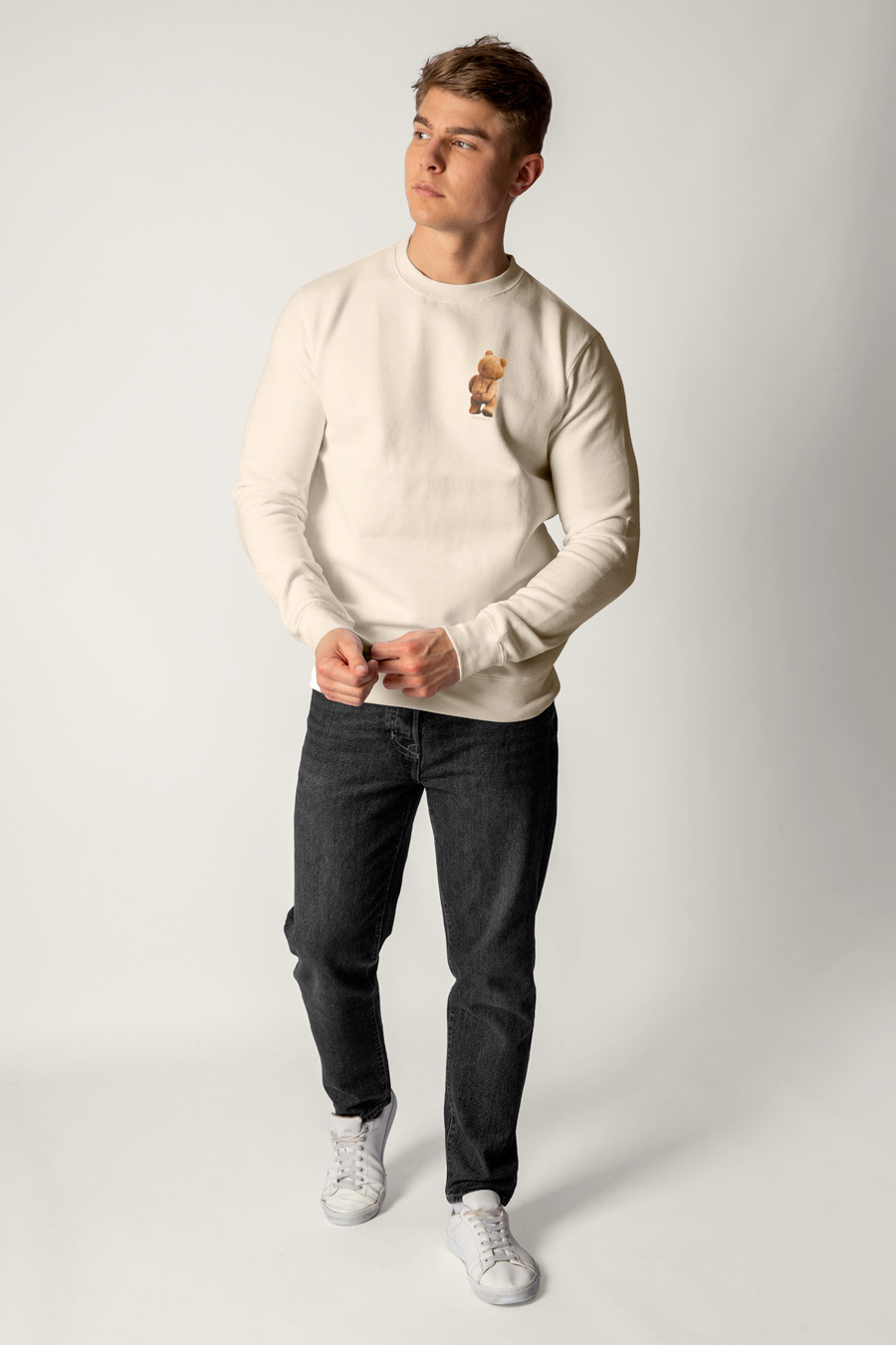 Sweatshirt in Ecru Color with Everyones Got An Opinion Print full-hedrix-sweatshirt-ad_g6_ecru_0265.jpg