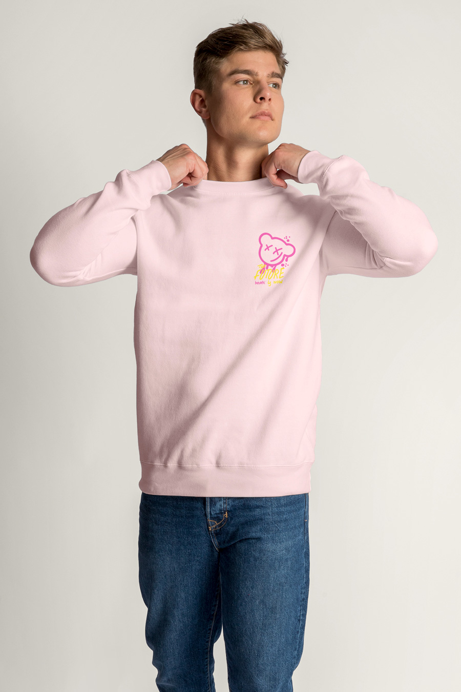 Sweatshirt in Pink Color with Love Positive Print full-hedrix-sweatshirt-ad_g6_pink_0254.jpg