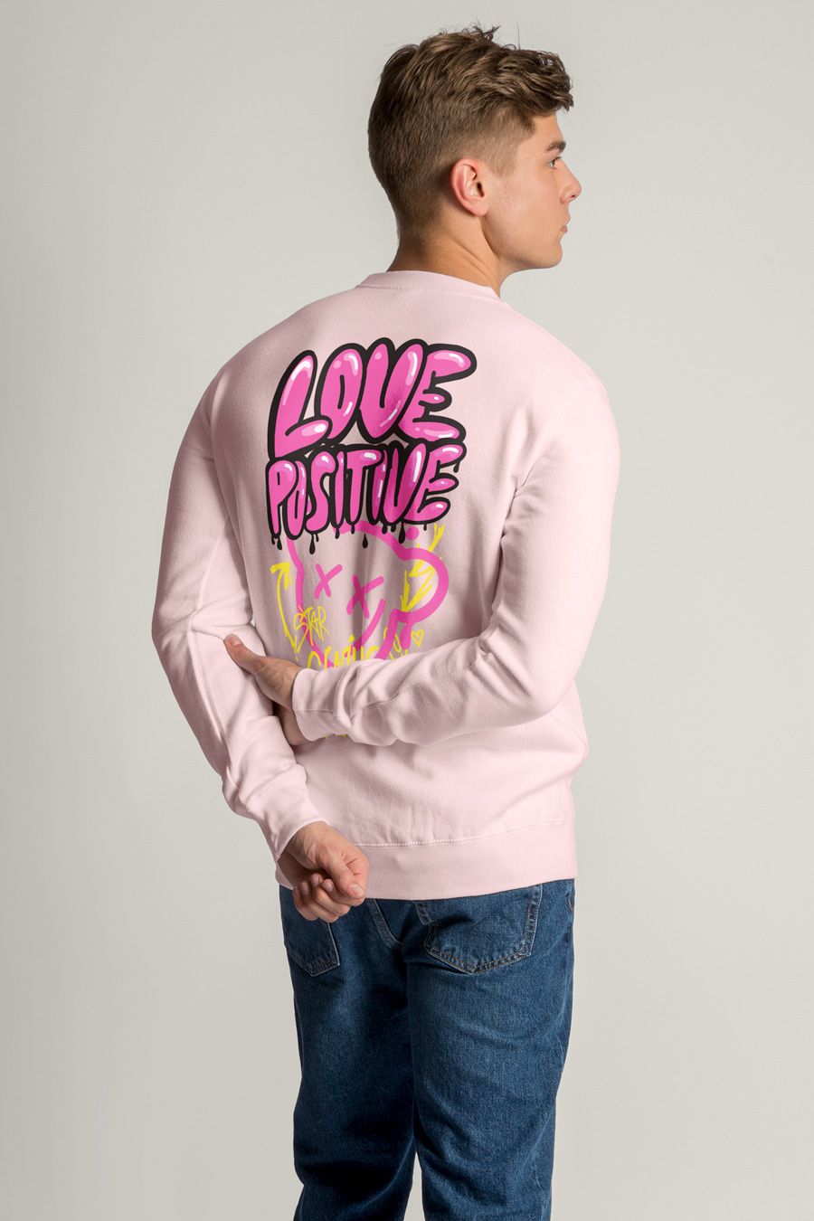Sweatshirt in Pink Color with Love Positive Print full-hedrix-sweatshirt-ae_g6_pink_0254.jpg