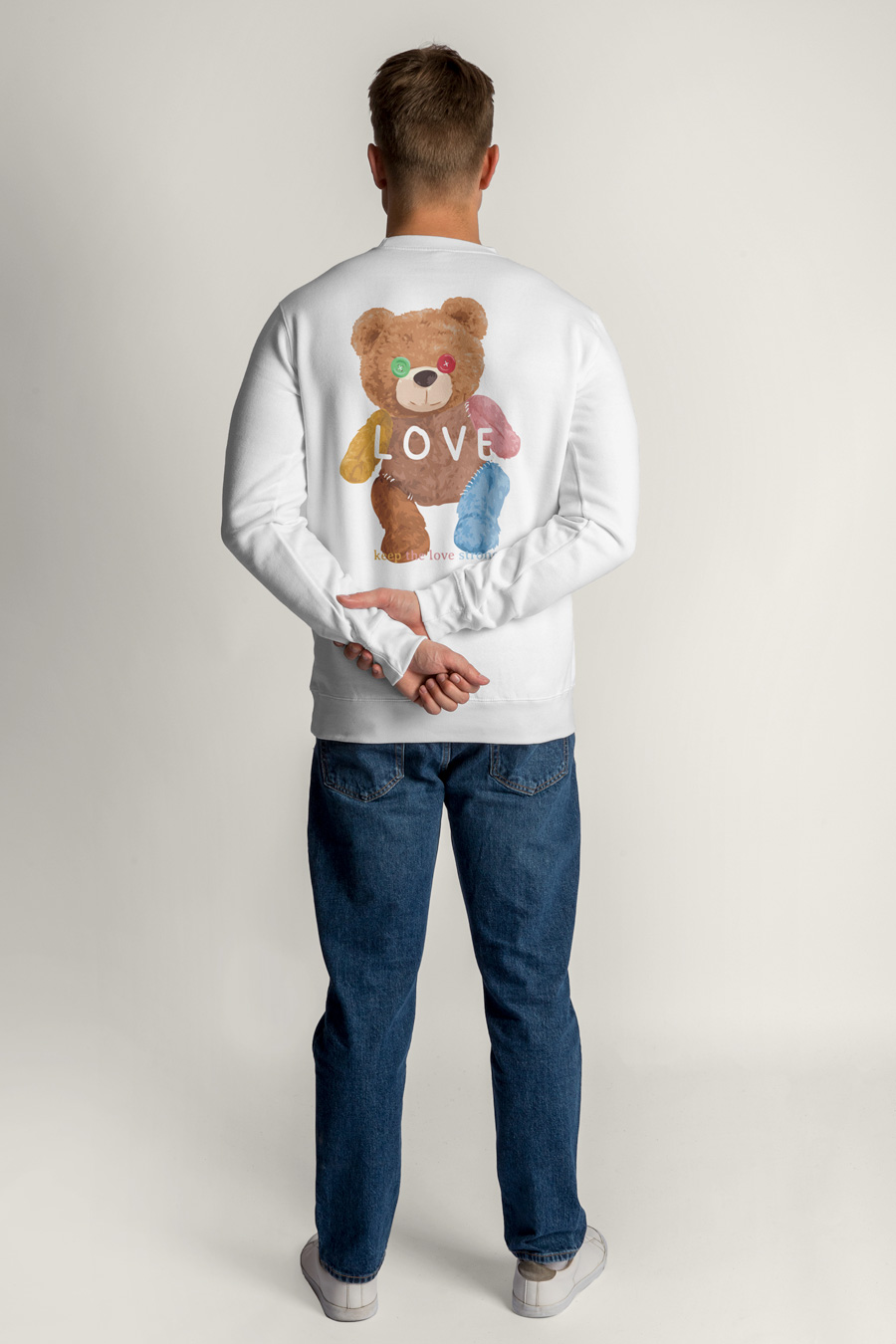 Sweatshirt in White Color with Lovely Teddy Print full-hedrix-sweatshirt-af_g6_white_0262.jpg