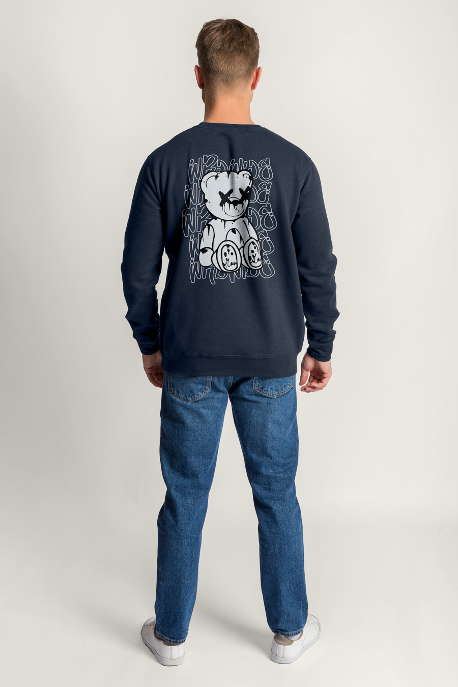 Sweatshirt in Blue Color with Worldwide Teddy Print full-hedrix-sweatshirt-ag_g6_blue_0271.jpg