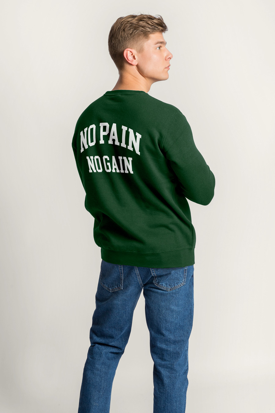 Sweatshirt in Green Color with No Pain No Gain Print full-hedrix-sweatshirt-ah_g6_green_0267.jpg