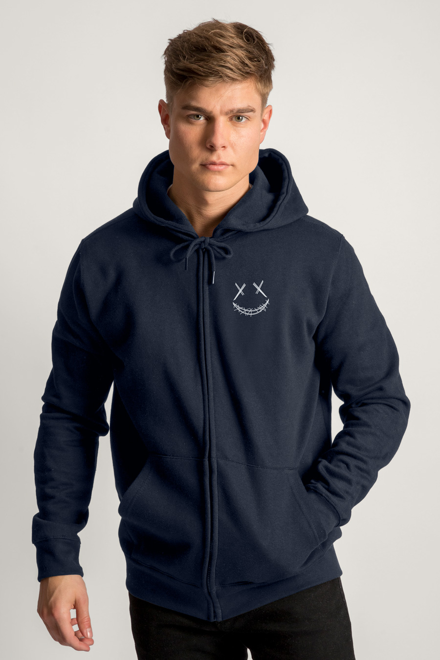 Zip-Up Hoodie in Blue color with Stand Out Teddy stamp full-hedrix-zippers-ac_g6_blue_0126.jpg