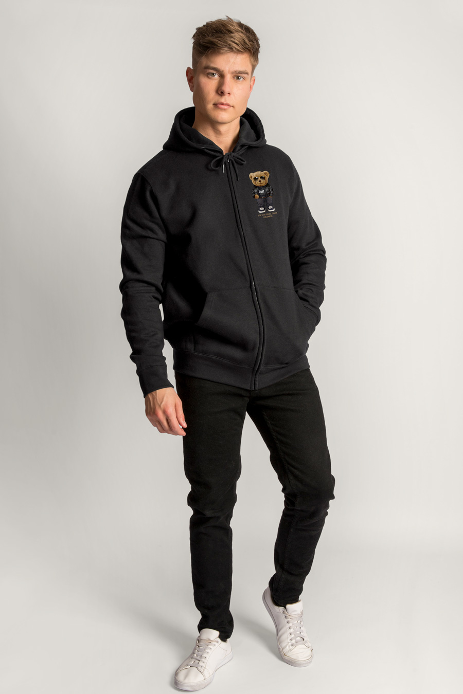 Zip-Up Hoodie in Black color with Goat Teddy stamp full-hedrix-zippers-af_g6_black_0074.jpg