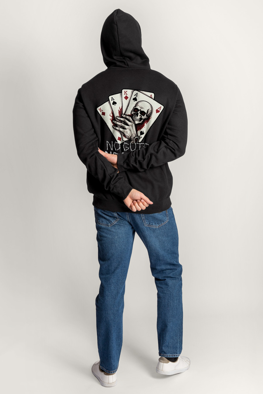 Zip-Up Hoodie in Black color with No Guts No Glory stamp full-hedrix-zippers-al_g6_black_0112.jpg