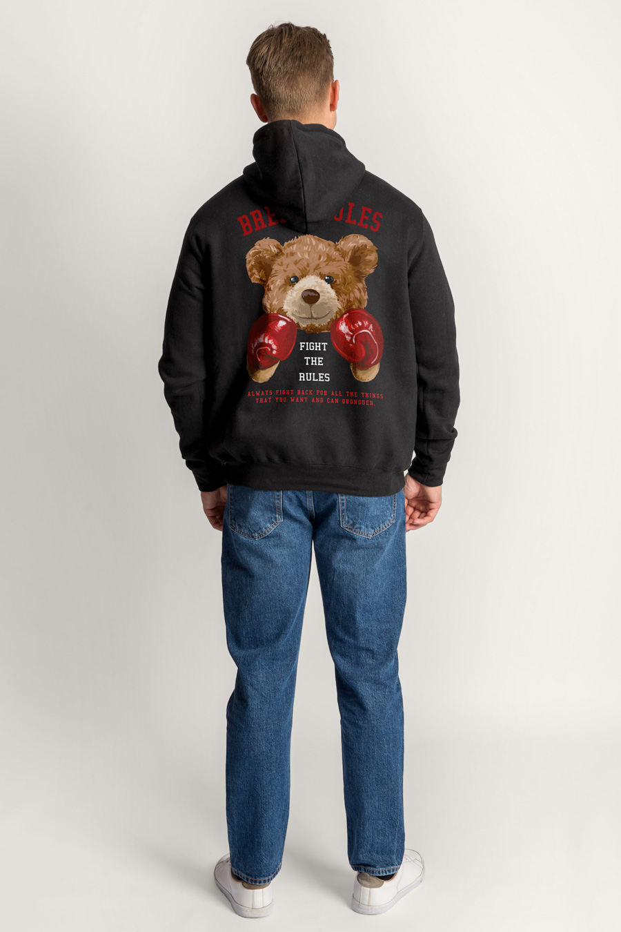 Zip-Up Hoodie in Black color with Boxer Teddy stamp full-hedrix-zippers-am_g6_black_0109.jpg