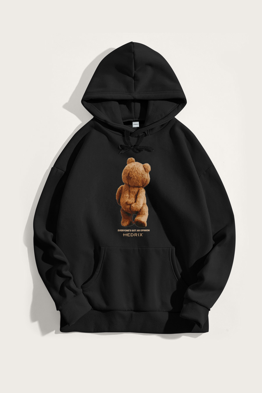 Hoodie in Black Color with Teddys Opinion Print full-hoodie_front-isolated-flat-lay-aa_g0_black_0208.jpg