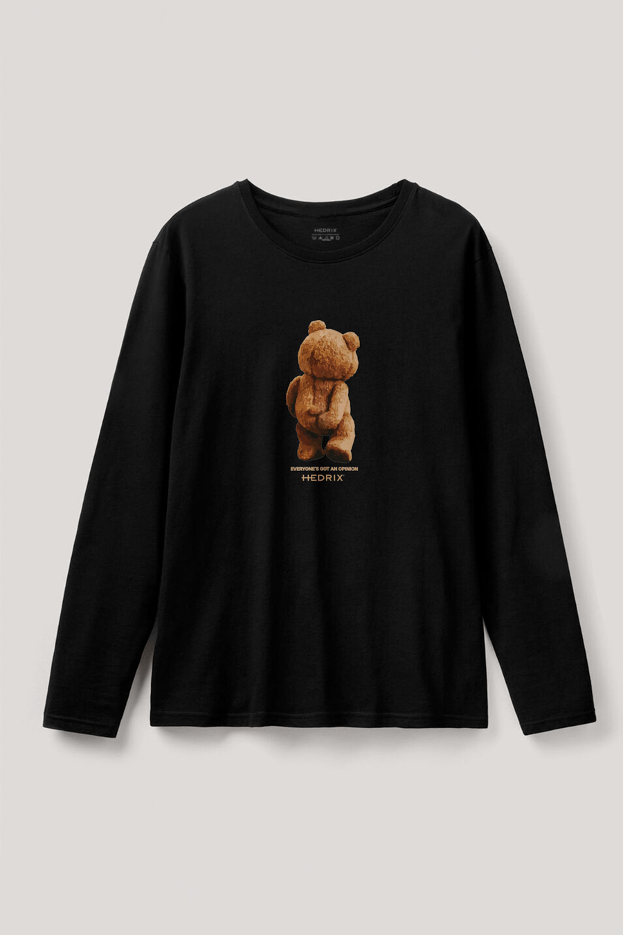 Long Sleeve T-shirt in Black Color with Teddys Opinion Print full-longsleeve_front-isolated-flat-lay-aa_g0_black_0201.jpg