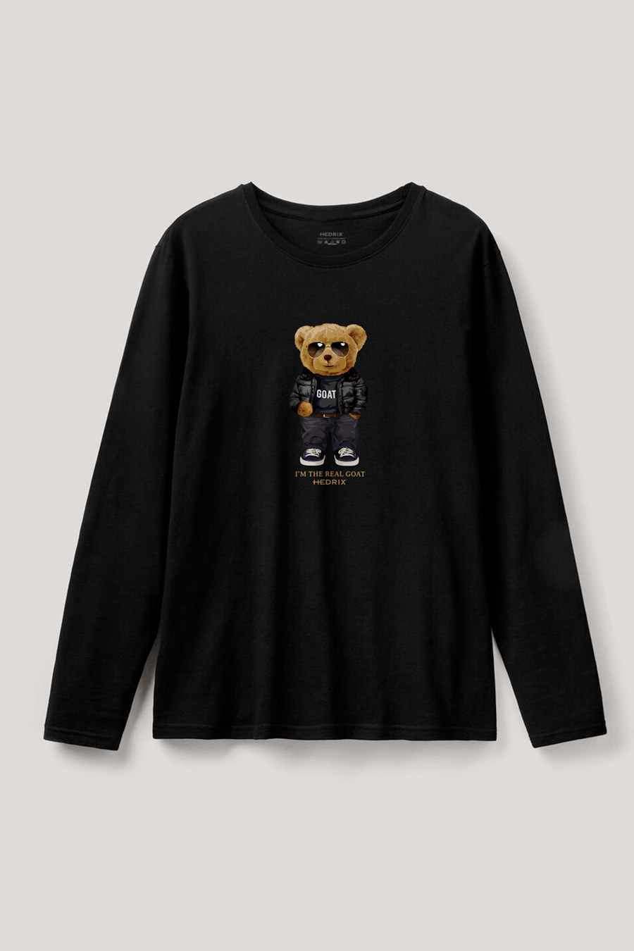 Long Sleeve T-shirt in Black Color with Goat Teddy Print full-longsleeve_front-isolated-flat-lay-aa_g0_black_0205.jpg