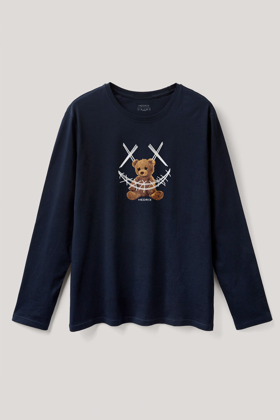 Long Sleeve T-shirt in Blue Color with Mad Teddy Print full-longsleeve_front-isolated-flat-lay-aa_g0_blue_0223.jpg