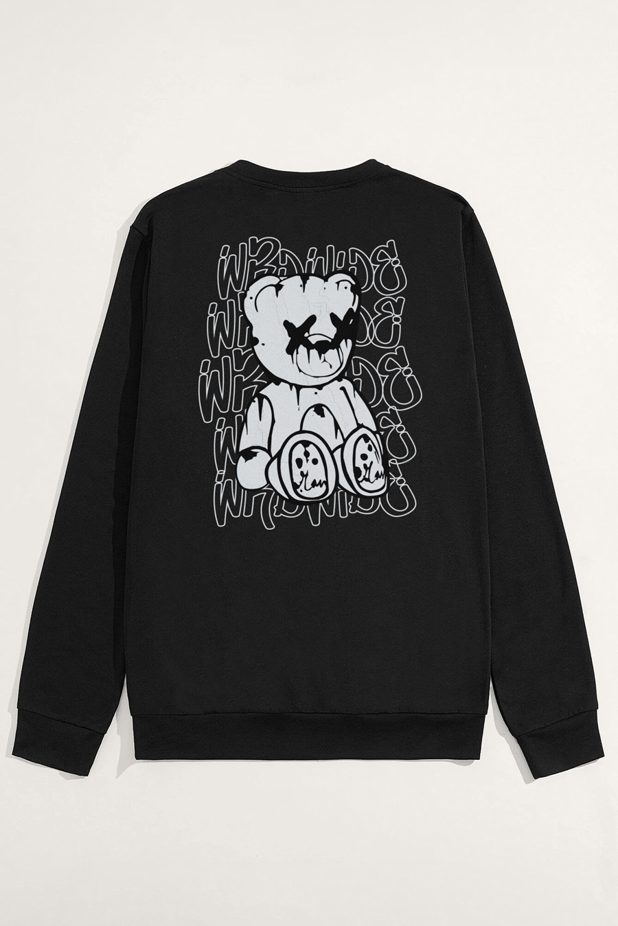 Sweatshirt in Black Color with Worldwide Teddy Print full-sweatshirt_back-isolated-flat-lay-aa-back_g0_black_0271.jpg