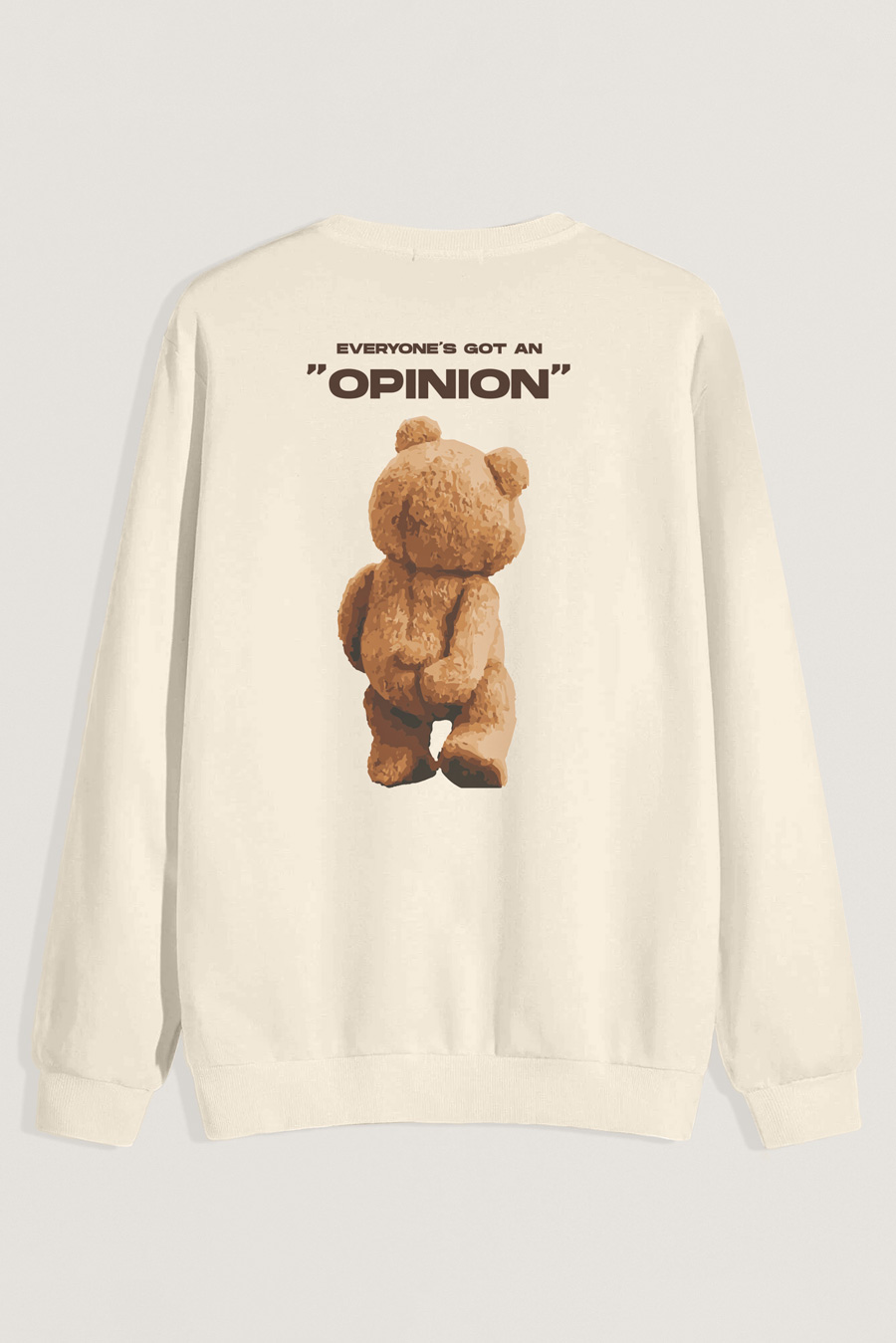 Sweatshirt in Ecru Color with Everyones Got An Opinion Print full-sweatshirt_back-isolated-flat-lay-aa-back_g0_ecru_0265.jpg