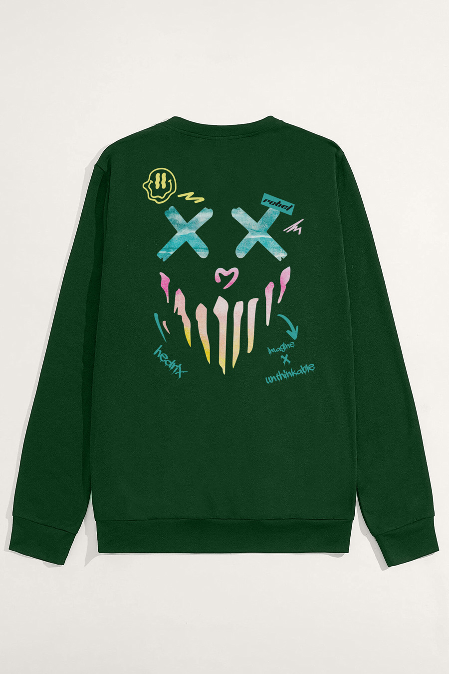 Sweatshirt in Green Color with Rebel Smiley Print full-sweatshirt_back-isolated-flat-lay-aa-back_g0_green_0252.jpg
