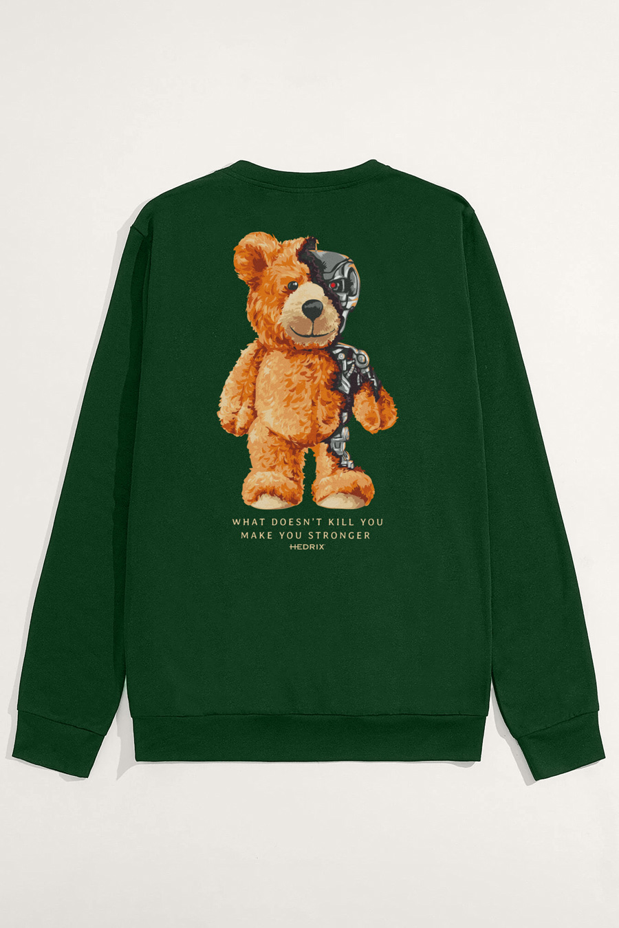 Sweatshirt in Green Color with Robotic Teddy Print full-sweatshirt_back-isolated-flat-lay-aa-back_g0_green_0263.jpg