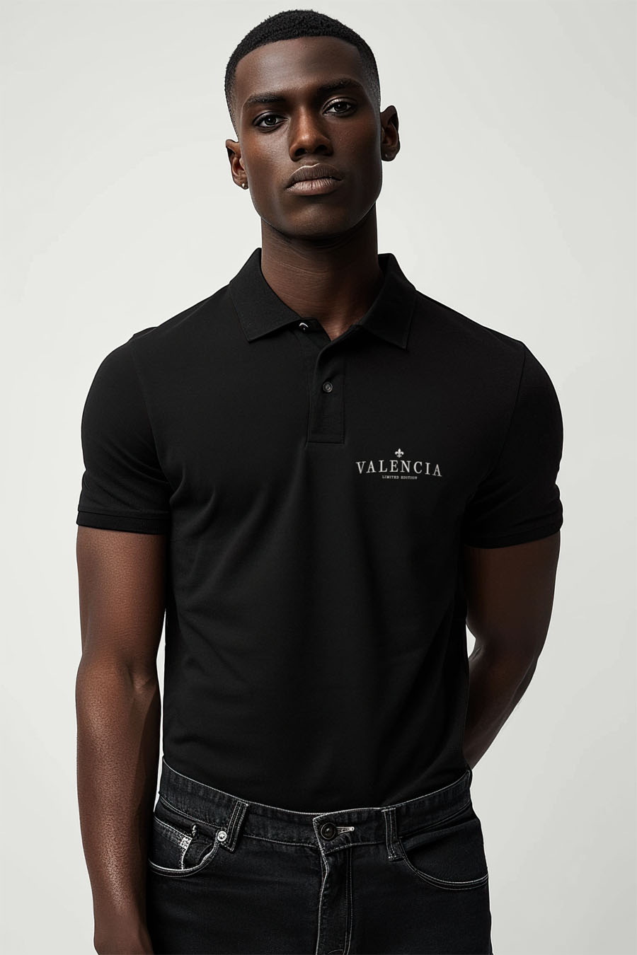 Polo Shirt Slim Fit in Black Color with Valencia Minimal stamp polo-man-a-g21-front-zoom1-black-0114.jpg
