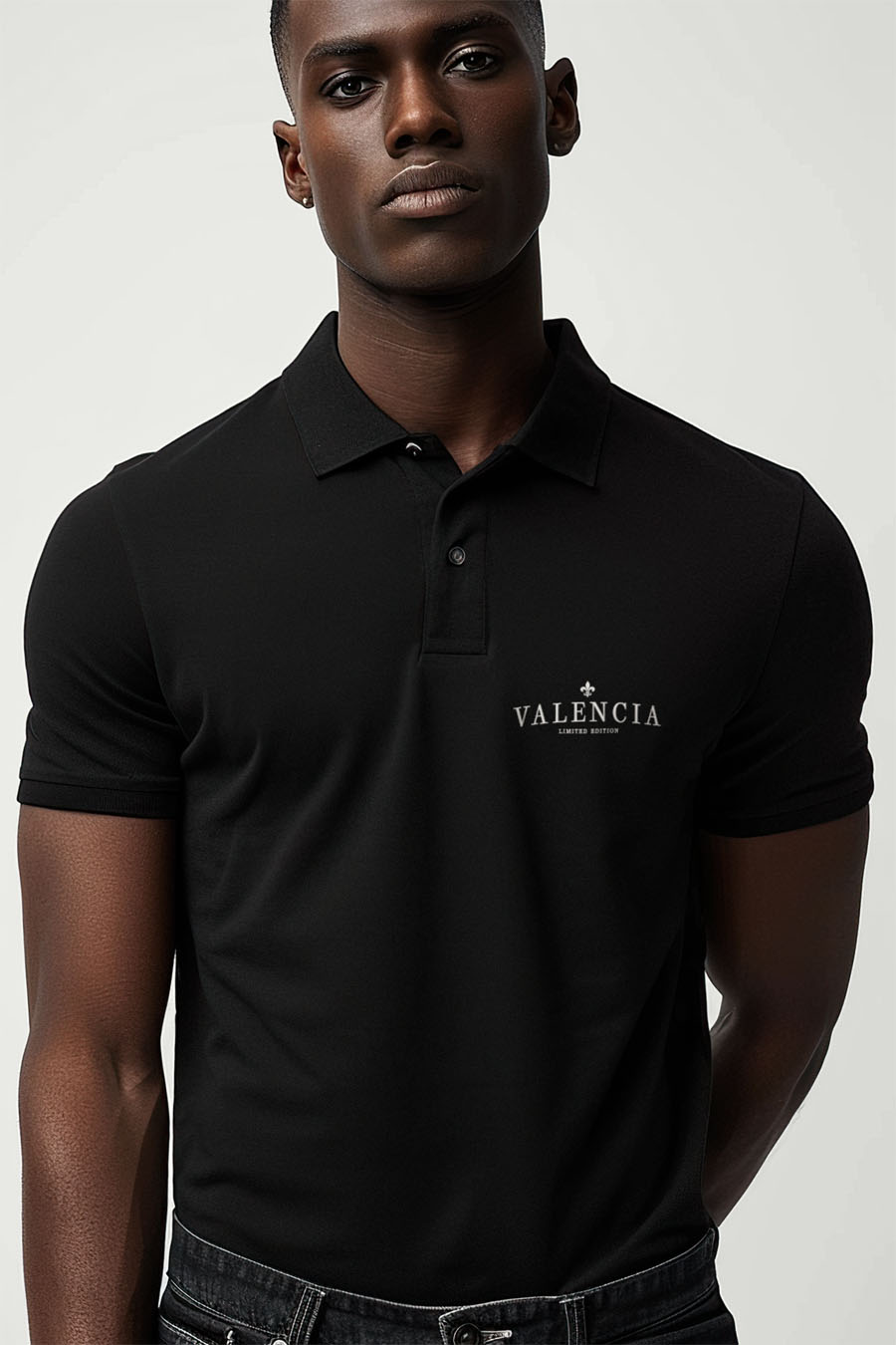 Polo Shirt Slim Fit in Black Color with Valencia Minimal stamp polo-man-a-g21-front-zoom3-black-0114.jpg