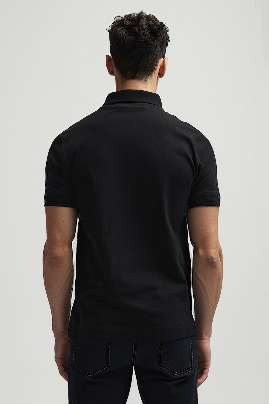 Polo Shirt Slim Fit in Black Color with Veni Vidi Vici Minimal stamp polo-man-a-g25-back-zoom1-black-no_stamp.jpg