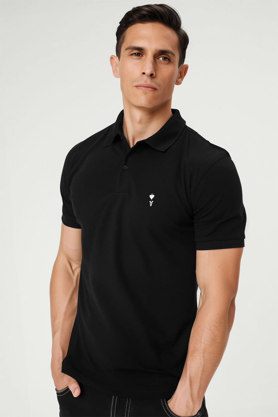 Polo Shirt Slim Fit in Black Color with Ace Reversed stamp polo-man-a-g25-front-zoom1-black-0122.jpg