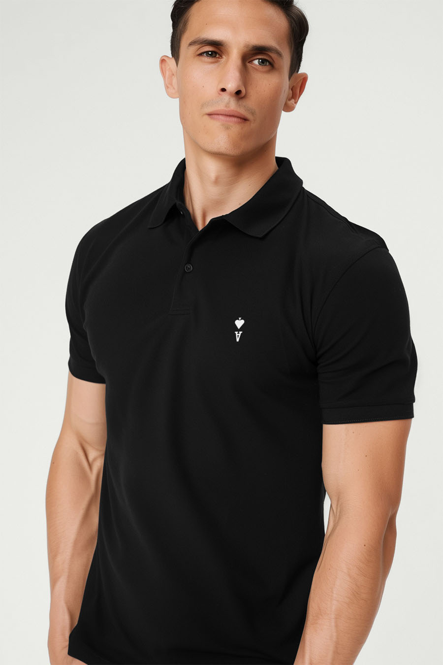 Polo Shirt Slim Fit in Black Color with Ace Reversed stamp polo-man-a-g25-front-zoom2-black-0122.jpg