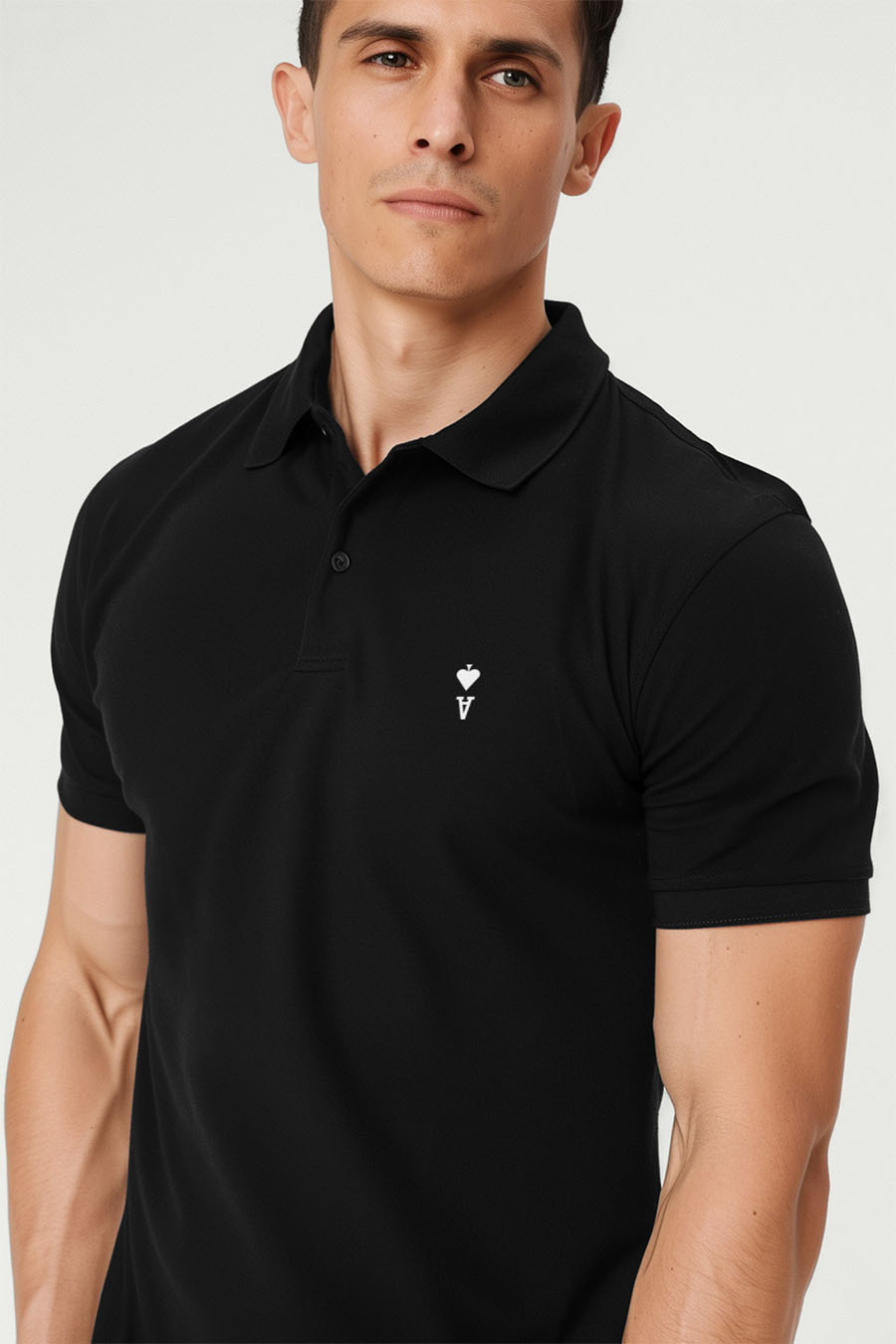 Polo Shirt Slim Fit in Black Color with Ace Reversed stamp polo-man-a-g25-front-zoom3-black-0122.jpg