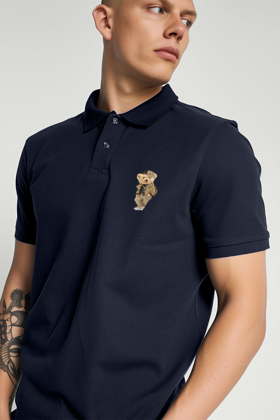 Polo Shirt Slim Fit in Blue Color with Rich Teddy stamp polo-man-a-g28-front-zoom3-blue-0164.jpg
