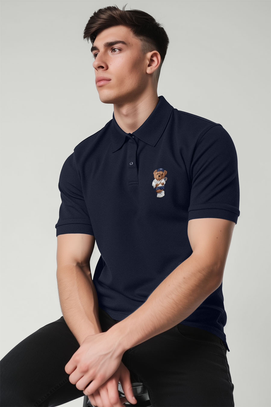 Polo Shirt Slim Fit in Blue Color with Tennis Teddy stamp polo-man-a-g29-front-zoom1-blue-0142.jpg