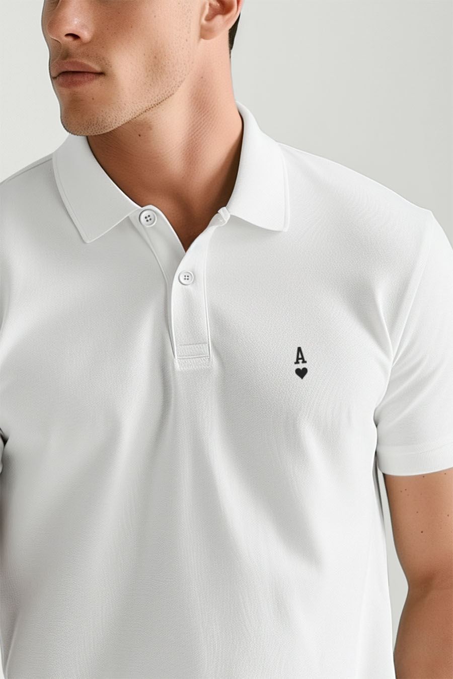 Polo Shirt Slim Fit in White Color with White Ace stamp polo-man-a-g30-front-zoom4-white-0123.jpg