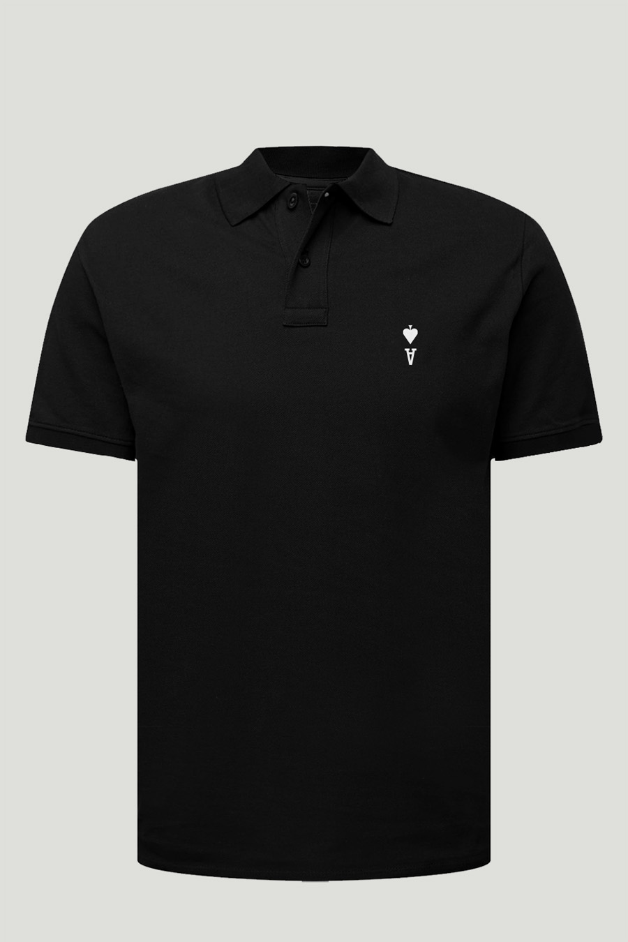 Polo Shirt Slim Fit in Black Color with Ace Reversed stamp polo-man-a-isolated-front-full-black-0122.jpg