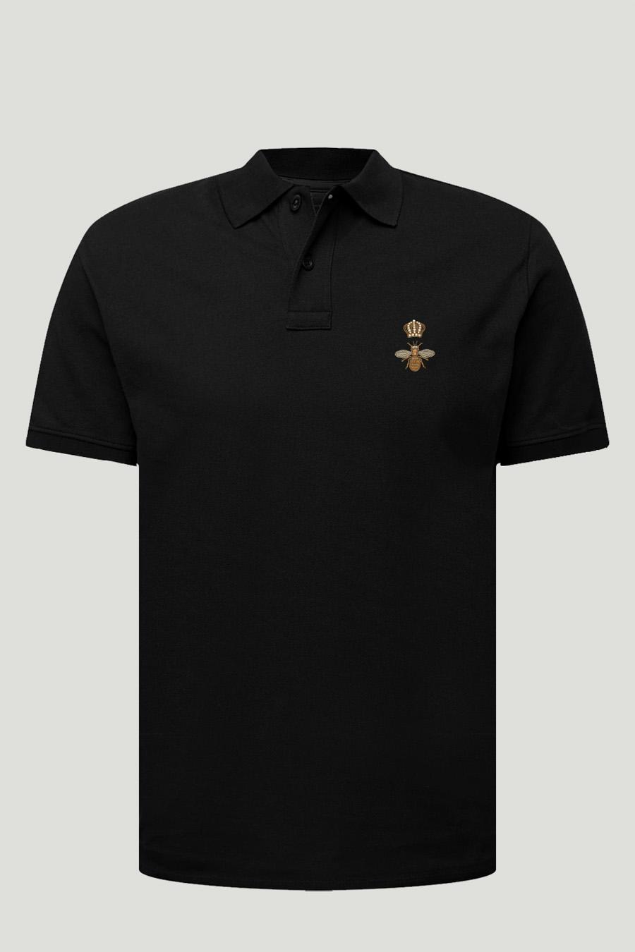 Polo Shirt Slim Fit in Black Color with Bee King stamp polo-man-a-isolated-front-full-black-0128.jpg