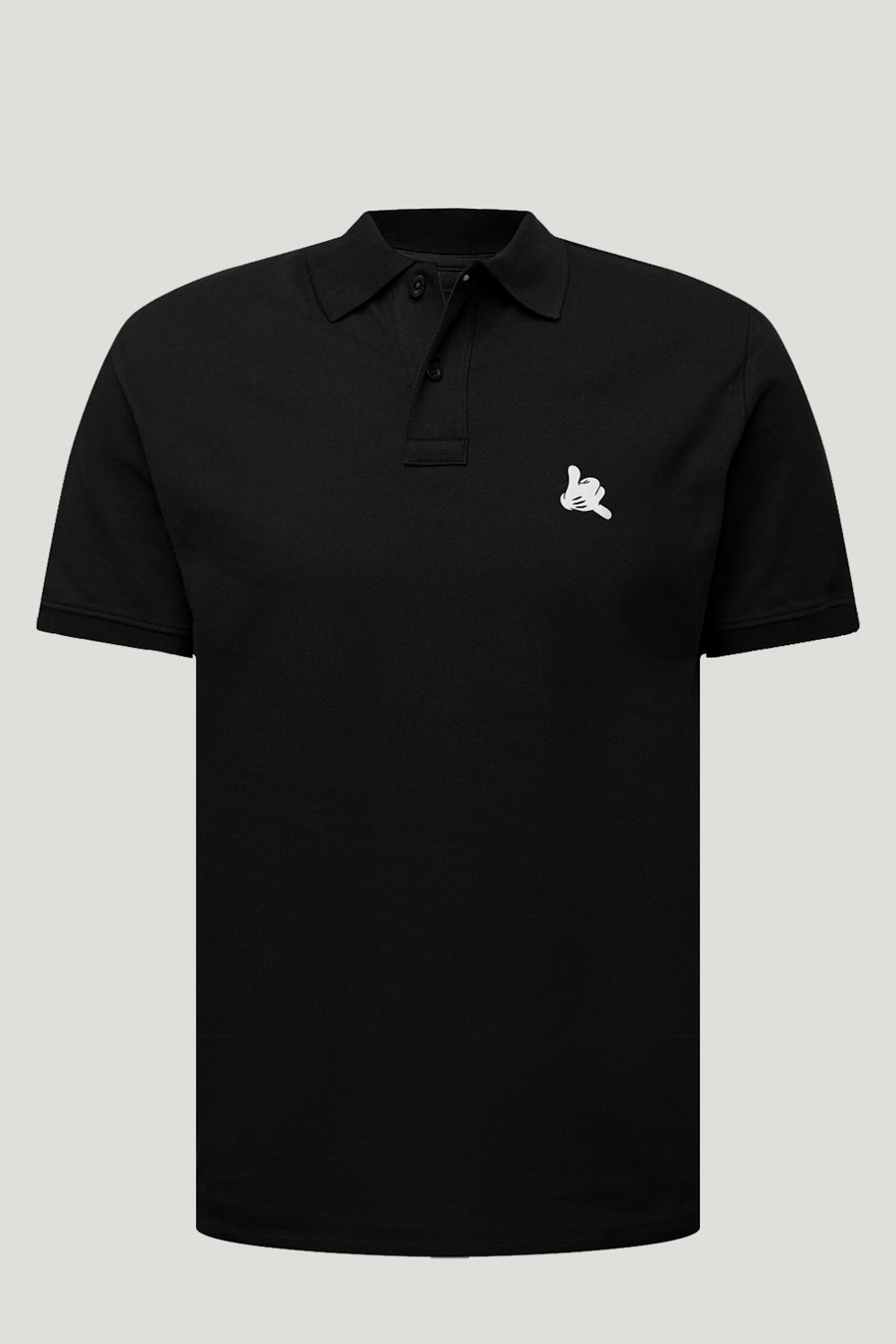 Polo Shirt Slim Fit in Black Color with Be Crazy stamp polo-man-a-isolated-front-full-black-0189.jpg