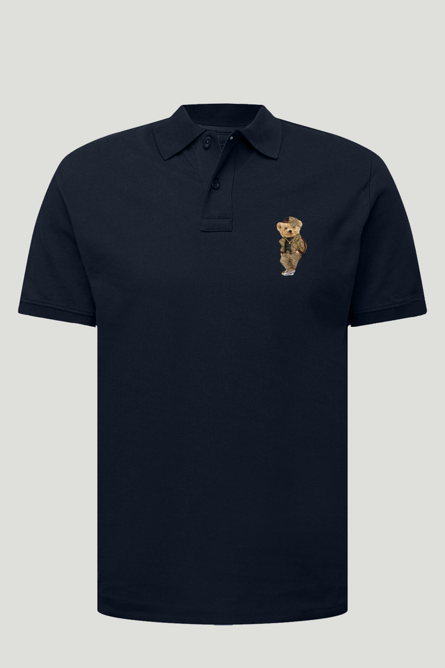 Polo Shirt Slim Fit in Blue Color with Rich Teddy stamp polo-man-a-isolated-front-full-blue-0164.jpg