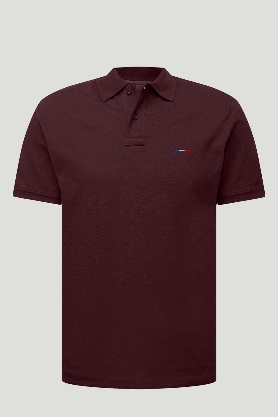 Polo Shirt Slim Fit in Bordeaux Color with French Stripe stamp polo-man-a-isolated-front-full-burgundy-0108.jpg