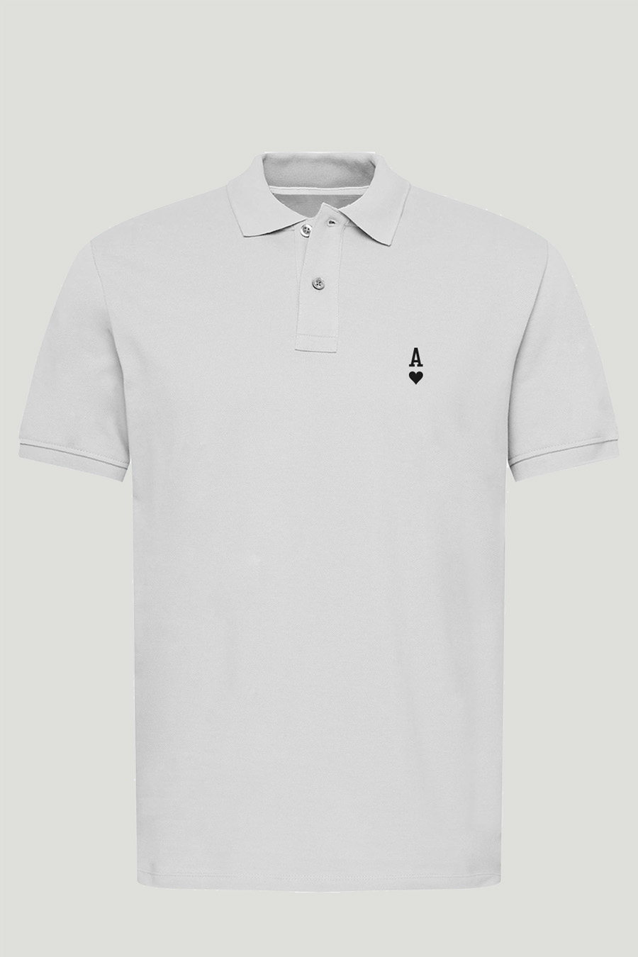 Polo Shirt Slim Fit in White Color with White Ace stamp polo-man-a-isolated-front-full-white-0123.jpg