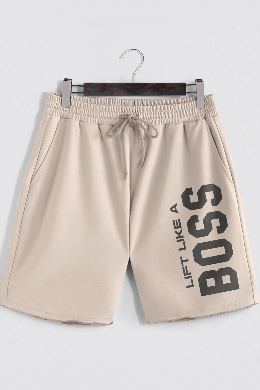 Shorts in Ecru color with Lift Like A Big Boss stamp shorts-man-a-isolated-front-zoom2-ecru-0189.jpg