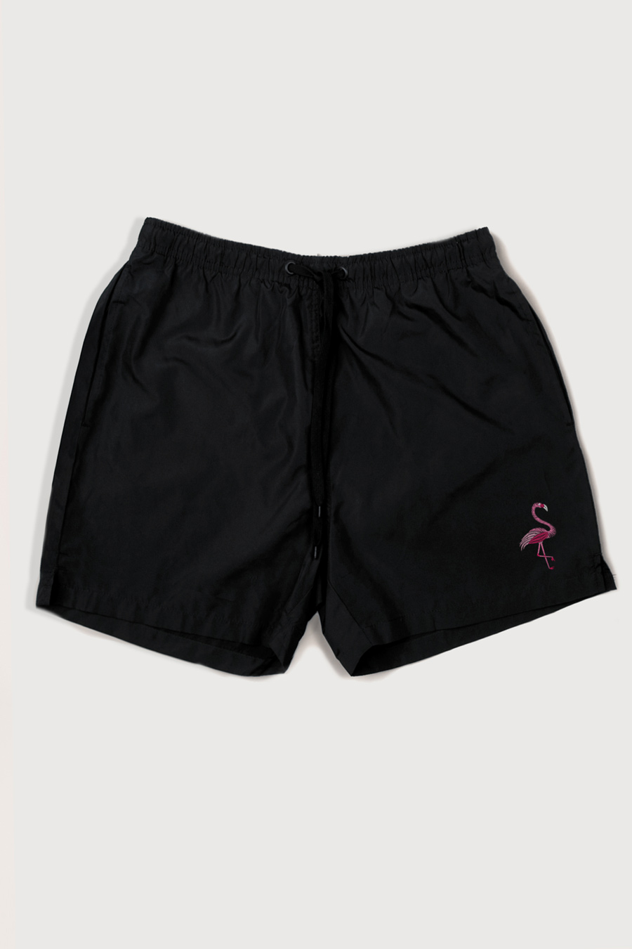 Swimming Shorts in Black Color with Flamingo Print swimwear-a-isolated-front-full-black-1210.jpg