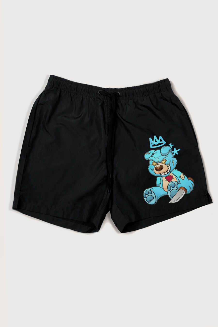Swimming Shorts in Black Color with Madness Rich Print swimwear-a-isolated-front-full-black-1228.jpg
