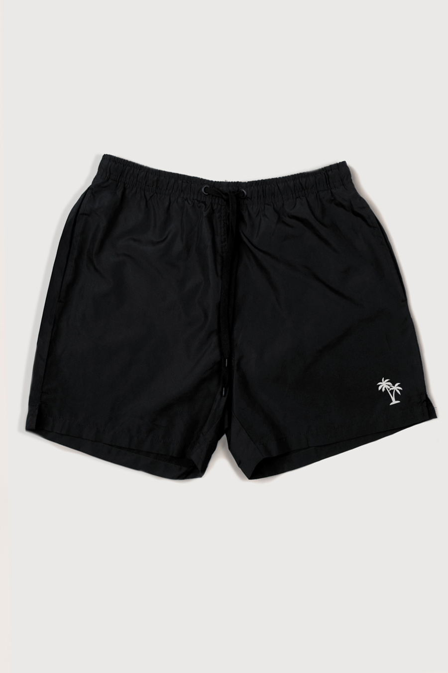 Swimming Shorts in Black Color with Palm Trees Minimal Print swimwear-a-isolated-front-full-black-1257.jpg