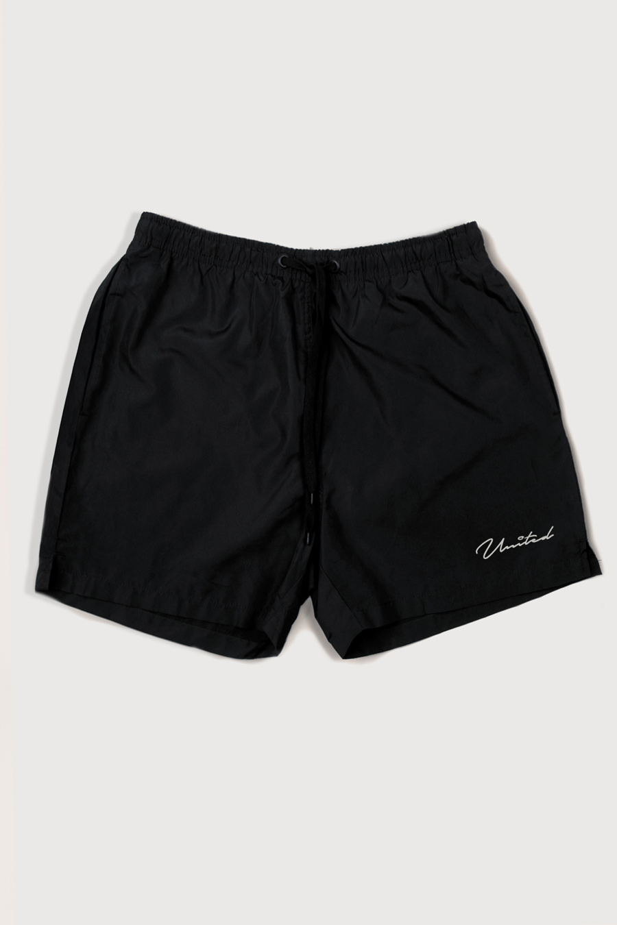 Swimming Shorts in Black Color with United Prestige Print swimwear-a-isolated-front-full-black-1268.jpg