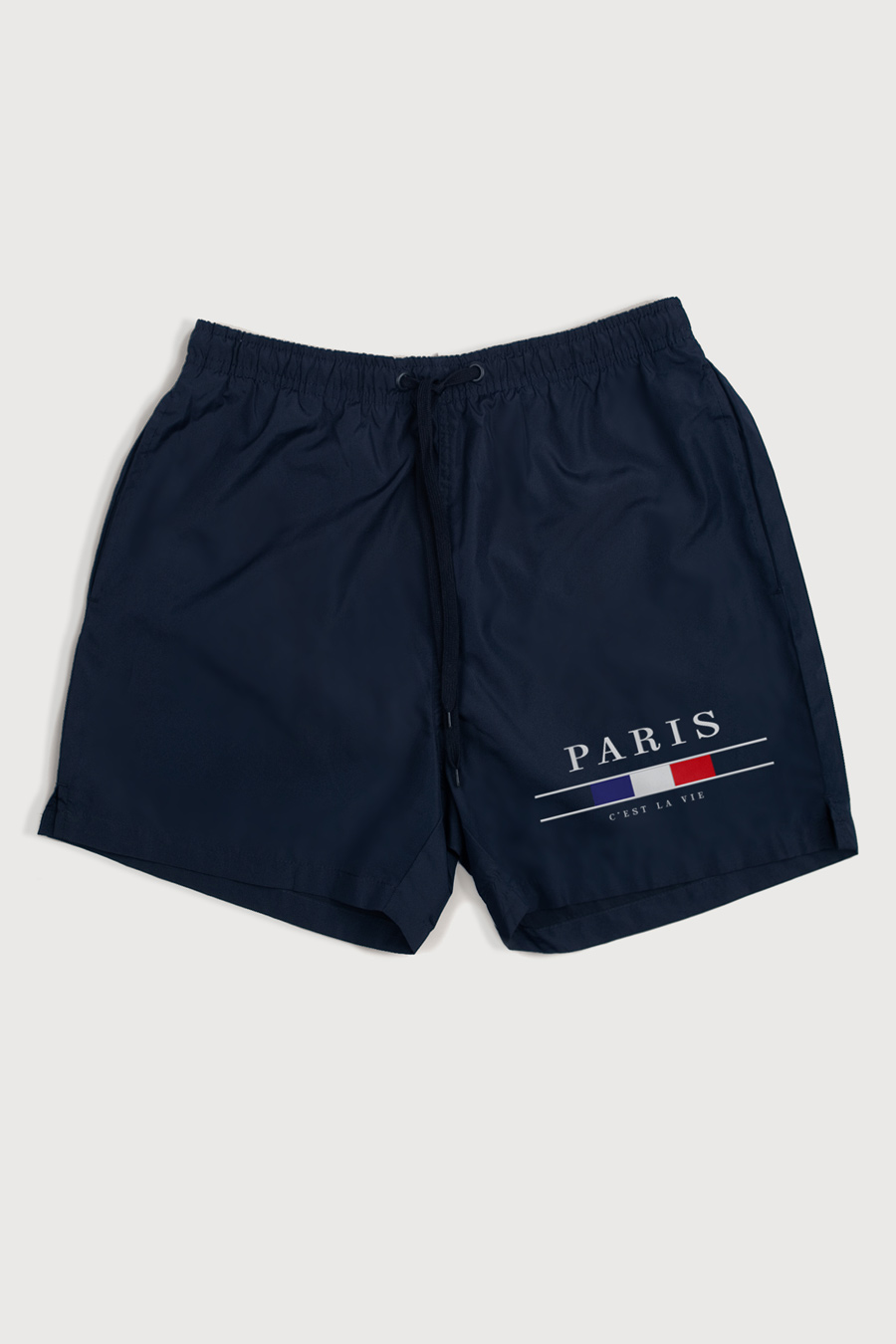 Swimming Shorts in Blue Color with Paris La Vie Print swimwear-a-isolated-front-full-blue-1260.jpg