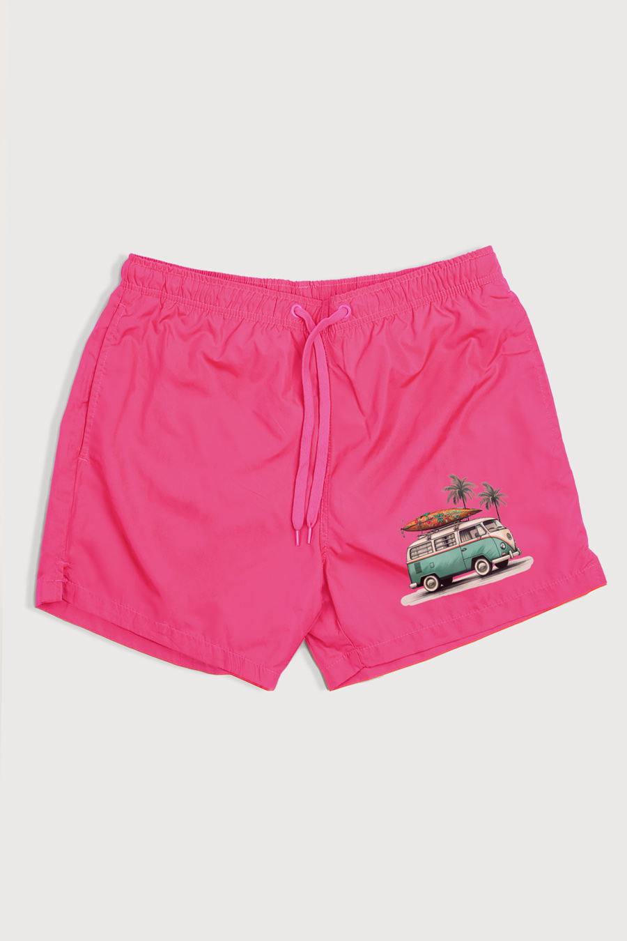 Swimming Shorts in Pink Color with Surfing Van Print swimwear-a-isolated-front-full-pink-1281.jpg