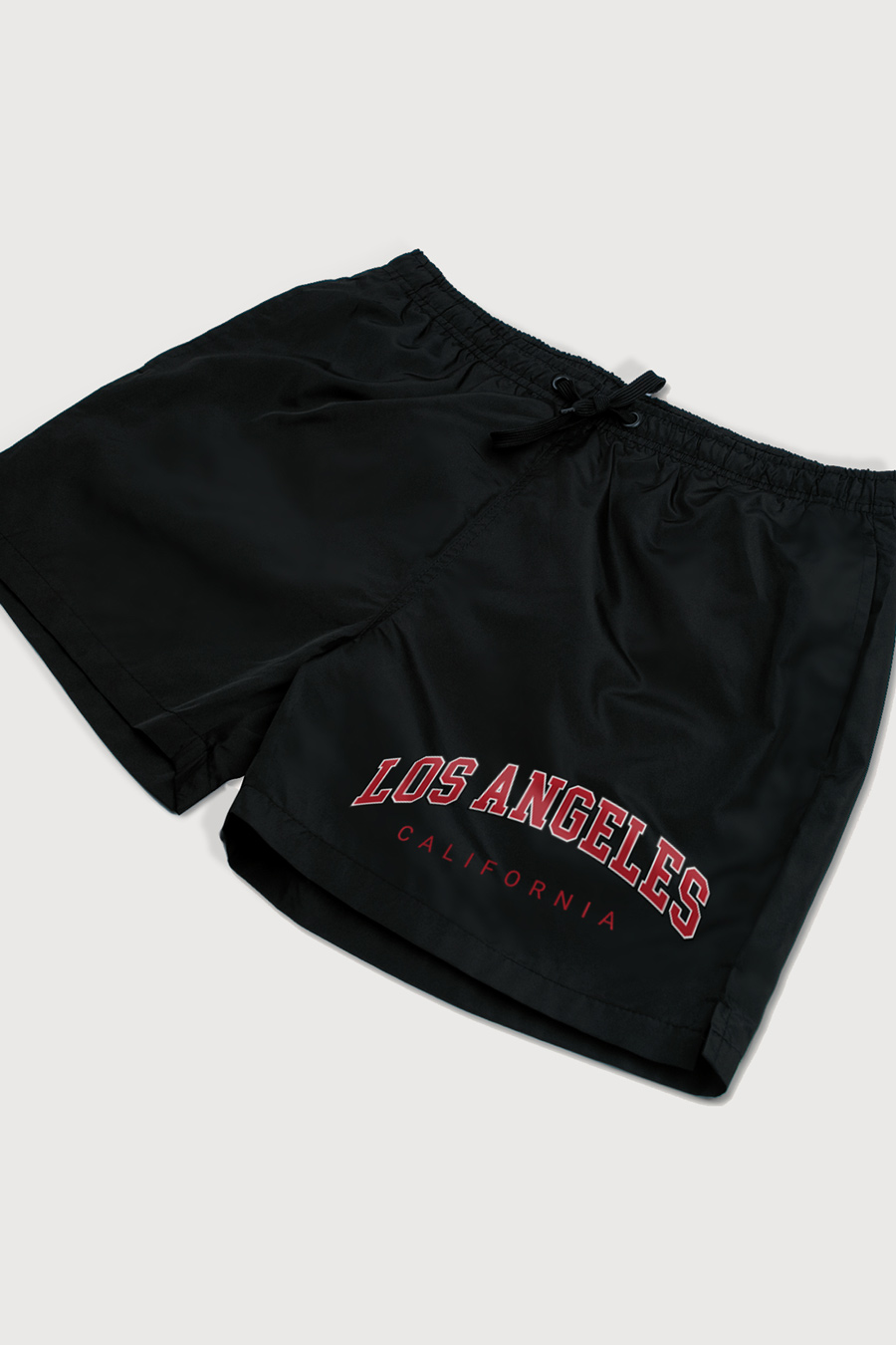 Swimming Shorts in Black Color with Red Los Angeles Print swimwear-a-isolated-front-zoom1-black-1169.jpg