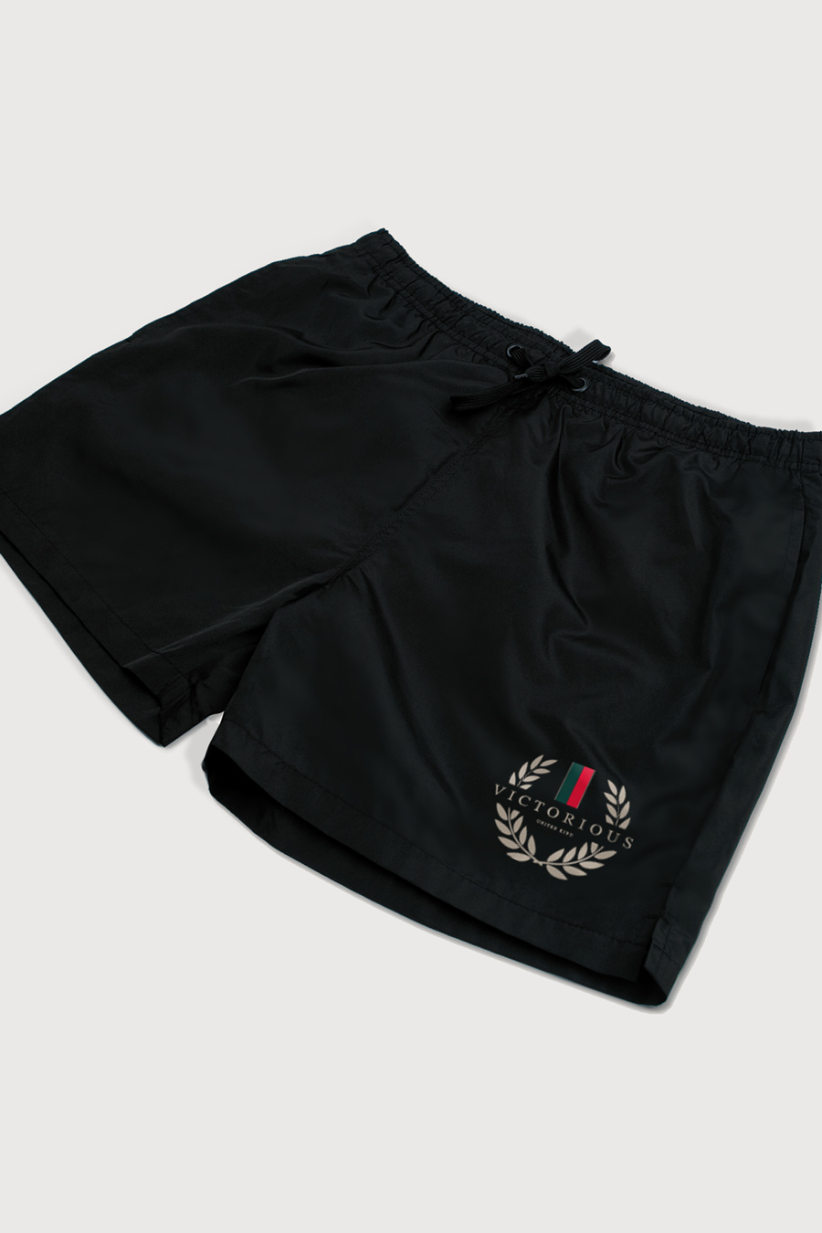 Swimming Shorts in Black Color with Victorious Print swimwear-a-isolated-front-zoom1-black-1207.jpg