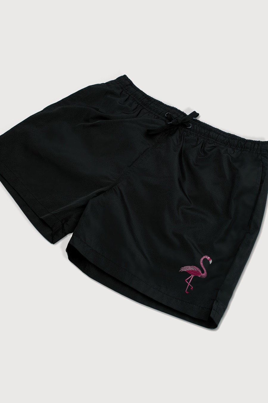 Swimming Shorts in Black Color with Flamingo Print swimwear-a-isolated-front-zoom1-black-1210.jpg