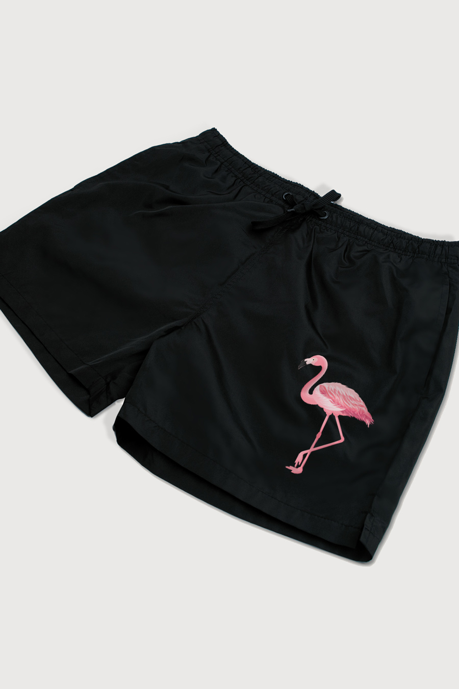 Swimming Shorts in Black Color with Mad Flamingo Print swimwear-a-isolated-front-zoom1-black-1276.jpg