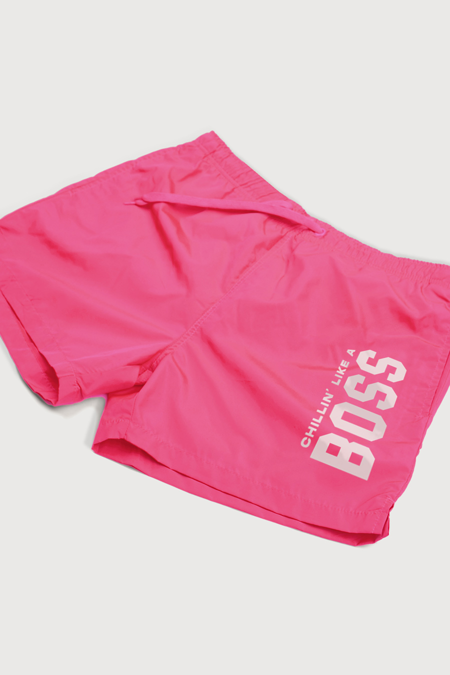 Swimming Shorts in Pink Color with Chillin Like A Boss Print swimwear-a-isolated-front-zoom1-pink-1250.jpg