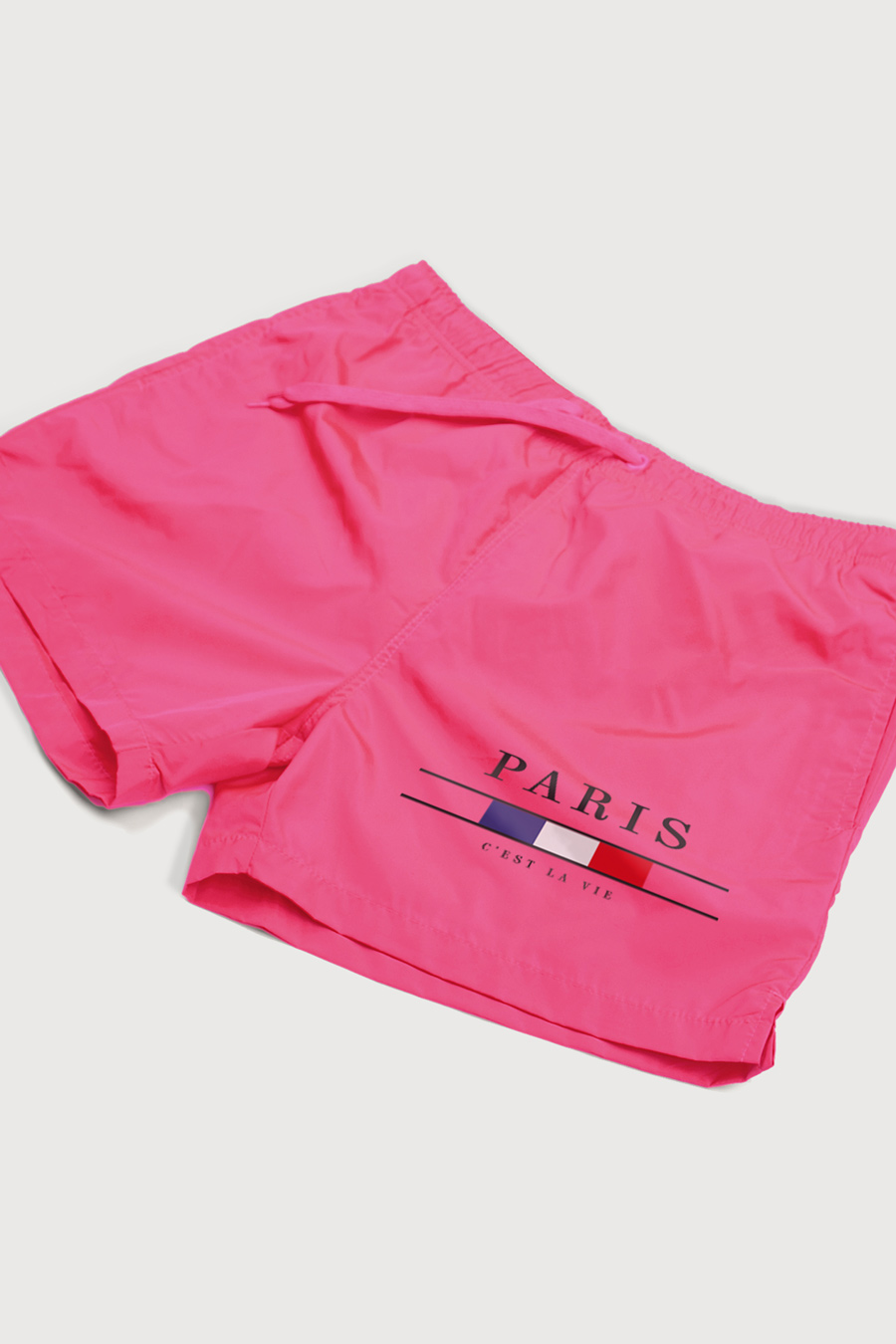Swimming Shorts in Pink Color with Paris La Vie Print swimwear-a-isolated-front-zoom1-pink-1260.jpg
