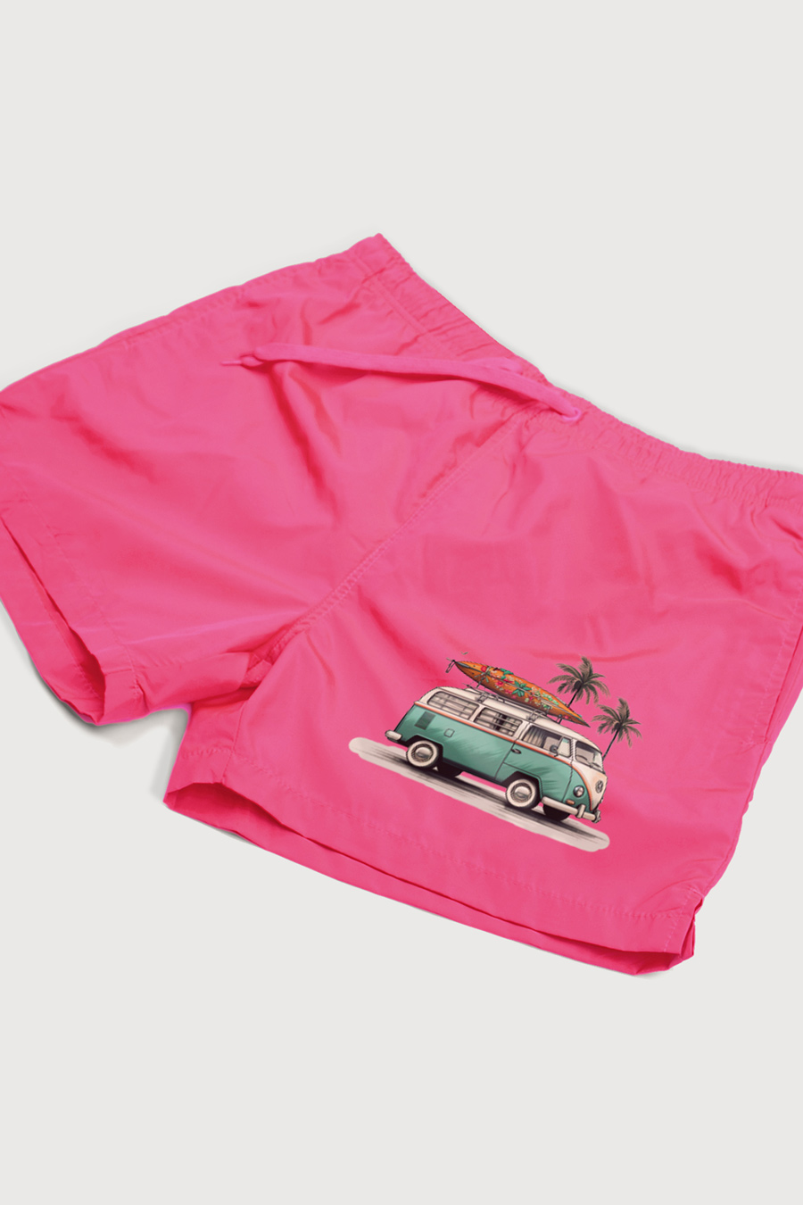 Swimming Shorts in Pink Color with Surfing Van Print swimwear-a-isolated-front-zoom1-pink-1281.jpg